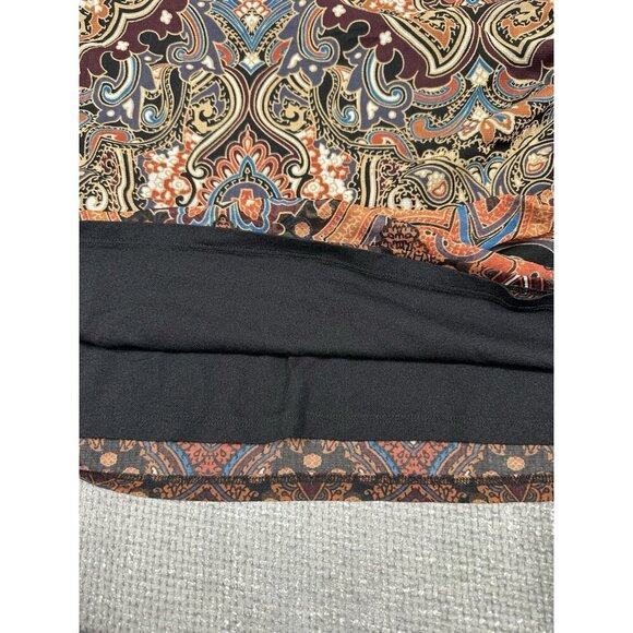 Vtg Inc International Concepts Top Womens 2X Black Brown Paisley Mesh Y2K Ruched - Picture 9 of 11
